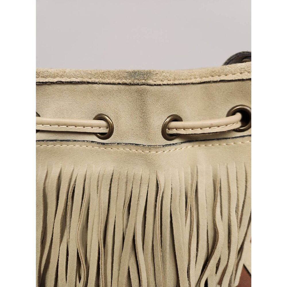 Patricia Nash Tan Suede Leather Fringe Bronte Bucket Crossbody Shoulder Bag - Picture 7 of 14
